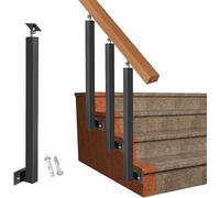 Postes de Balaustre de Escalera,Husillos de Barandilla de Metal Ajustables de 270° con Base de Soporte Plano,Poste de Barandilla de Decoración de Hierro Neg(Size:3.28ft/100cm,Color:1 Pack Side Mount)