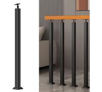 Postes de Balaustre de Escalera,Husillos de Barandilla de Metal Ajustables de 270° con Base de Soporte Plano,Poste de Barandilla de Decoración de Hierro Negr(Size:3.12ft/95cm,Color:1 Pack Front Mount)