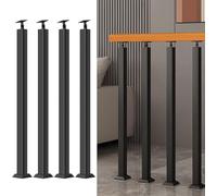 Postes de Balaustre de Escalera,Husillos de Barandilla de Metal Ajustables de 270° con Base de Soporte Plano,Poste de Barandilla de Decoración de Hierro Neg(Size:2.78ft/85cm,Color:4 Pack Front Mount)