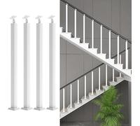 Postes De Balaustre Escalera Cuadrados 4 Piezas: Husillos Barandilla Metal Ajustables 270 ° Con Base Soporte Plano Y Kits Tornillos(White,100cm/39.4")