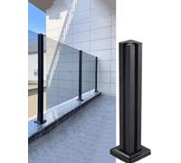 Postes de balcón de cristal para exteriores, 850 mm/1000 mm de altura, barandilla de vidrio para escalera interior, barra de soporte, columna central de esquina (negro, 3 mm de grosor), duradero y