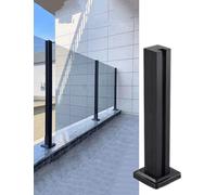Postes de balcón de cristal para exteriores, 850 mm/1000 mm de altura, barandilla de vidrio para escaleras interiores, barra de soporte, columna central de esquina (negro, 3 mm de grosor), duradero y