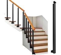 Postes de Barandilla de Escalera de Montaje Lateral, Kits de Barandilla de Metal Negro para Ático Cubierta Escalera Pasamanos Metal, Soportes Ajustables, Barandilla de Es(Size:2.95ft/90cm,Color:1Pack)