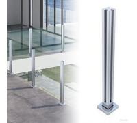 Postes de barandilla de vidrio de acero inoxidable, sistema de balaustrada central/final/esquina, diseño sin marco con tornillos de expansión, poste de esquina de 90 cm de altura para seguridad y