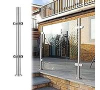 Postes de barandilla de vidrio para exteriores, soporte de balaustrada de acero inoxidable de tubo redondo, pilares para escaleras, columnas de abrazadera de cojín de goma para una mayor estabilidad