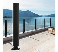 Postes de Cerca de Vidrio, Color Negro, para Patio, terraza, barandilla de Vidrio, Resistente a la Intemperie, para Piscina, Conector de Postes de balaustrada de 39,4 Pulgadas de Altura, Bal