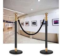 Postes de control de multitudes, barreras de control de multitudes, cuerdas para alfombra roja y postes para filas de espera en teatros, hoteles, conciertos y museos, color negro, 2 unidades