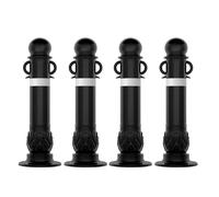 Postes de demarcación flexibles de bolardos de seguridad, control de multitudes,trol de multitudes, poste de demarcación de tráfico negro, montaje en suelo, paquete de 4 para estacionamiento