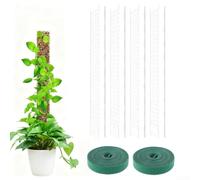 Postes de musgo de plástico apilables de 24 pulgadas, estacas de soporte para plantas trepadoras de interior con correas de fijación para ayudar a las vides a crecer altas y saludables en macetas de