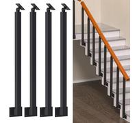 Postes de Pasamanos de Escalera con Montaje Lateral, Postes de Balaustre Ajustables a 270°, Barandillas Husillos de Barandilla de Metal, Kits de Barandilla Negros(Size:100cm/39.3in,Color:4PCS)