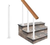 Postes de Pasamanos de Escalera Cuadrados - Balaustres Metálicos Ajustables A 270° para Áticos,Barandilla de Escalera,Poste de Escalera Metálico c(Size:90cm/35.4in,Color:White - 1-Pack - Front Mount)