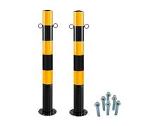 Postes de Seguridad para Tráfico, Negro y Amarillo, con Tornillos de Montaje, Set de 2