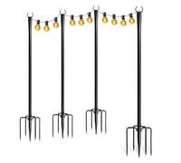 Postes Luminosos Con Cuerdas - Varillas De Soporte Metálico De Uso Pesado De 10 Pies Con Base De Horquilla | Iluminación Exterior Representa Césped, Puente, Jardín, Terraza, Pasillo, Porche