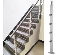 Postes para Barandillas De Escalera, Sistema De Balaustres De Cable De Acero Inoxidable 304 Pasamanos De Escalera De Ángulo Ajustable Solo Postes(Silver-85cm,1PCS)