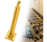 postes para barandillas de vidrio Columna Cuadrada De Acero Inoxidable, Kit De Poste Para Barandilla En Negro, Dorado Y Plateado Con Ranuras Y Base, Husillos Ajustables(B-EDGE,Height 90cm)