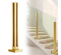 postes para barandillas de vidrio Poste De Barandilla De Cristal Para Escaleras, Poste De Barandilla Vítrea Negro, Dorado Y Plateado Para Balcón/patio, Pasamanos Interior(C - CORNER,Height 105cm)