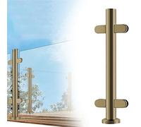 postes para barandillas de vidrio Poste Para Barandilla De Acero Inoxidable 304, Columna Angular PDe Cristal Con Ranuras Y Base, Postes De Terrazas En Dorado, Plateado(B-MID,Height 105cm)