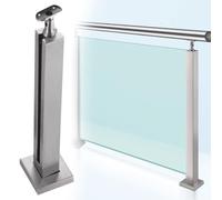 postes para barandillas de vidrio Postes Metálicos Para Barandilla De Escalera, Kit De Postes Cuadrados De Hierro Para Balcón/patio/jardín, Balaustre De Acero Resistente(B - MID,Height 115cm)