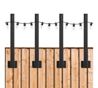 Postes para luces de de exterior | 4 piezas soporte para iluminación de cadena al aire libre | Barra para soporte de lámpara de valla, para patio, porche, jardín, patio, balcón, puente