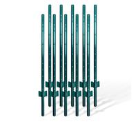 Postes para valla Relaxdays, set de 10, para malla de alambre, para clavar, 90 cm, perfil U, jardín, acero, verde