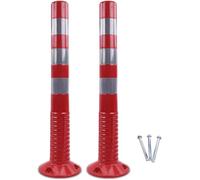 Postes reflectantes de seguridad plástico for caminos, barras separación 29,5 pulgadas alto, paquete 6 postes soporte rojos y blancos, ideales for control tráfico(Red and Silver,6 Pack)