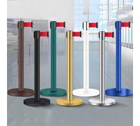 Postes retráctiles Ber Postes de control de multitudes resistentes, barandillas de seguridad portátiles, sistema de gestión de colas, barandilla de acero inoxidable (2 m, marrón)