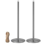 Postes Separadores Catenarias 2 Juegos con Extensión de Cuerda de Cáñamo para Centros Comerciales y Hoteles(Silver)