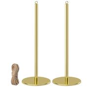 Postes Separadores Catenarias 2 Juegos con Extensión de Cuerda de Cáñamo para Centros Comerciales y Hoteles(Gold)