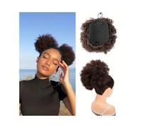 Postizo 1 extensión de cola de caballo con cordón afro for mujeres negras, con clip, moño sintético afro rizado. Uso diario(6inch-4)