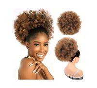 Postizo 1 extensión de cola de caballo con cordón afro for mujeres negras, con clip, moño sintético afro rizado. Uso diario(10inch-1BT30)