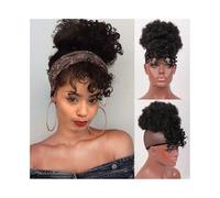 Postizo Coleta afro con flequillo, sintética, rizada, con cordón ajustable, con clip Uso diario(2)