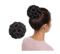 Postizo Coletero Clip de garra sintética en moño de pelo falso moño postizo negro marrón Rubio mujeres moño rizado pelo Moño Postizo de Pelo(Dark brown)