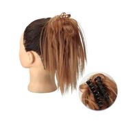 Postizo Coletero Extensiones de cabello de moño desordenado con Clip de garra sintética, moño esponjoso, moño de pelo rubio negro, postizo Natural falso for mujer Moño Postizo de Pelo(30)