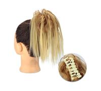 Postizo Coletero Extensiones de cabello de moño desordenado con Clip de garra sintética, moño esponjoso, moño de pelo rubio negro, postizo Natural falso for mujer Moño Postizo de Pelo(22H27)
