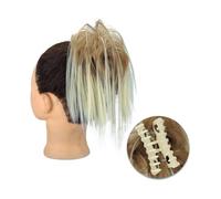 Postizo Coletero Extensiones de cabello de moño desordenado con Clip de garra sintética, moño esponjoso, moño de pelo rubio negro, postizo Natural falso for mujer Moño Postizo de Pelo(27H613)