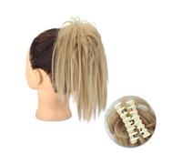 Postizo Coletero Extensiones de cabello de moño desordenado con Clip de garra sintética, moño esponjoso, moño de pelo rubio negro, postizo Natural falso for mujer Moño Postizo de Pelo(25)