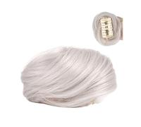 Postizo Coletero Mini pinza de garra en orejas de gato desordenadas, pelo sintético corto, extensión de pelo de moño, pinza de rosquilla Updo en postizo for mujer Moño Postizo de Pelo(FB001-60GREY)