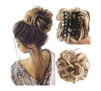 Postizo Coletero Moño de pelo sintético con pinza for mujer, pieza de pelo de moño, moño rizado y desordenado, extensiones de cabello con cola de caballo Moño Postizo de Pelo(T1B/4/30)