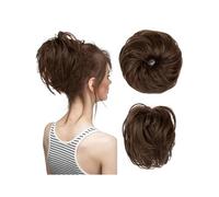Postizo Coletero Moño sintético falso desordenado for mujer, banda rizada, Scrunchie, envoltura, pieza elástica, moño de pelo, cola Cheveux, Updo for mujer Moño Postizo de Pelo(Medium ash brown)