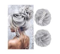 Postizo Coletero Moño sintético, moño desordenado, pinza for el cabello, moño de pelo rizado ondulado, extensiones de cola de caballo, postizos for mujer Moño Postizo de Pelo(Grey)