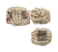 Postizo Coletero Peine sintético grande con Clip for extensión de cabello rizado, piezas de cabello de moño, cubierta Updo for mujer, extensión de cabello, moño Moño Postizo de Pelo(Bleach blonde)