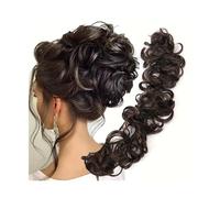 Postizo Coletero Pieza de pelo de moño desordenado, extensiones de moño de pelo ondulado y rizado, extensiones largas de cola de caballo, cola de caballo DIY, envoltura alrededor del cabello de moño M