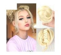 Postizo Coletero Piezas de pelo sintético for moño espacial, 2 uds., Mini pinza de garra, extensiones de moño de pelo falso y orejas de gato, accesorios for peluca Moño Postizo de Pelo(Light blonde)