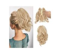 Postizo Coletero Pinza de garra sintética Diy for extensiones de cabello de cola de caballo, moño de pelo falso, negro, Rubio, pelo Natural, coleta falsa for mujer Moño Postizo de Pelo(18 613)