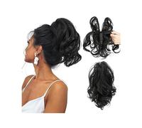 Postizo Coletero Pinza de garra sintética Diy for extensiones de cabello de cola de caballo, moño de pelo falso, negro, Rubio, pelo Natural, coleta falsa for mujer Moño Postizo de Pelo(1B)