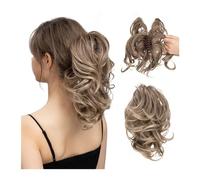 Postizo Coletero Pinza de garra sintética Diy for extensiones de cabello de cola de caballo, moño de pelo falso, negro, Rubio, pelo Natural, coleta falsa for mujer Moño Postizo de Pelo(8T16)