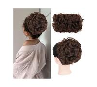 Postizo Coletero sintético con cordón elástico y clip for mujeres negras, con moño ondulado desordenado Uso diario(2T30#)