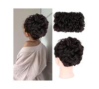 Postizo Coletero sintético con cordón elástico y clip for mujeres negras, con moño ondulado desordenado Uso diario(6#)