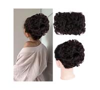 Postizo Coletero sintético con cordón elástico y clip for mujeres negras, con moño ondulado desordenado Uso diario(2T33#)