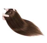 Postizo de cabello humano de 8,5 x 8,5 cm con flequillo for mujer. Peluca de cabello humano natural for uso diario. para mujeres encantadoras(Light Brown,12inch)